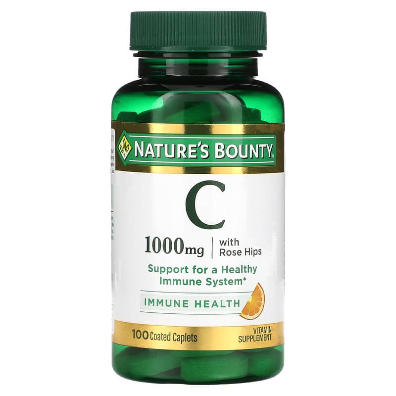 Nature's Bounty Vitamin C with Rose Hips 1,000 mg 100 Coated Caplets 74312006906