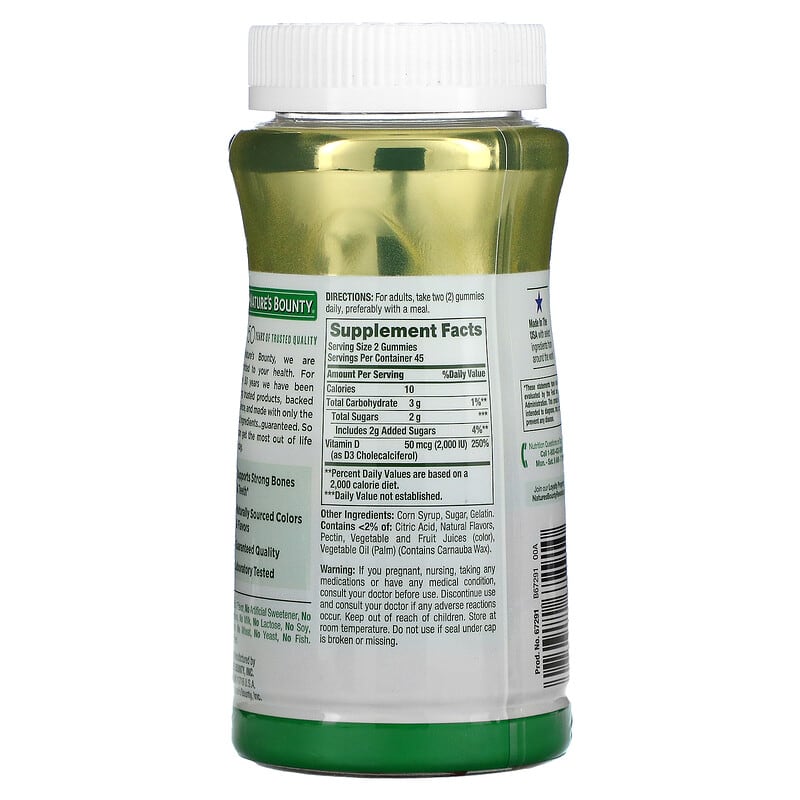 Nature's Bounty, Vitamin D3 Gummies, Strawberry, Orange & Lemon, 25 mcg (1,000 IU), 90 Gummies 74312672910