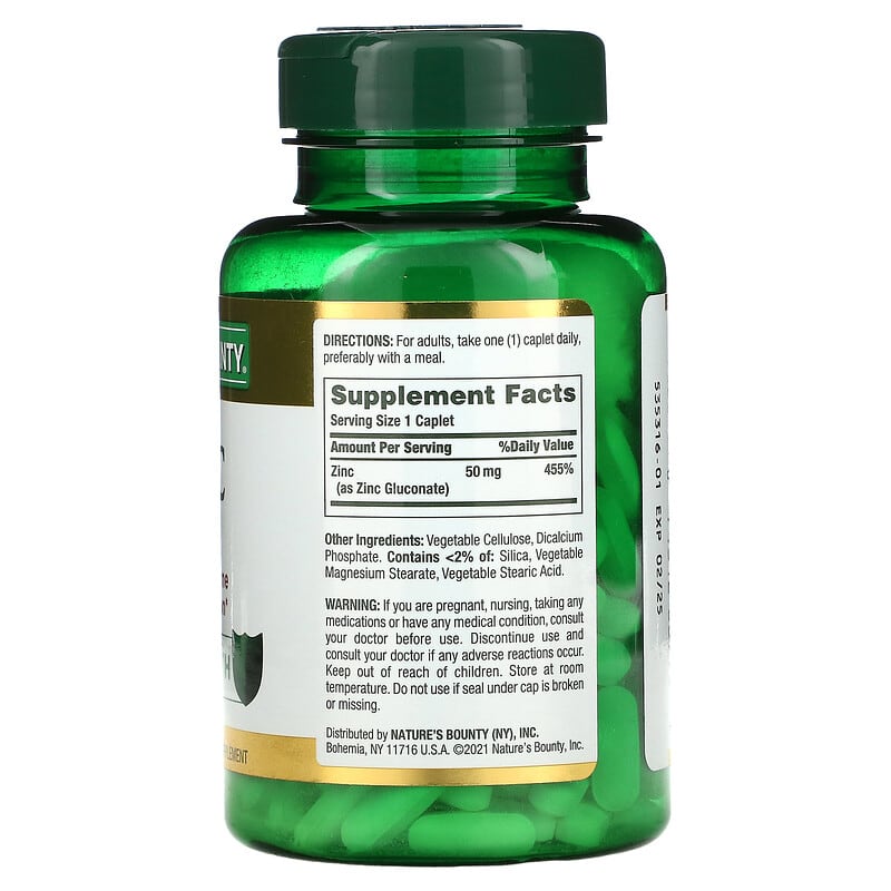Nature's Bounty, Zinc, 50 mg, 200 Caplets 74312009952