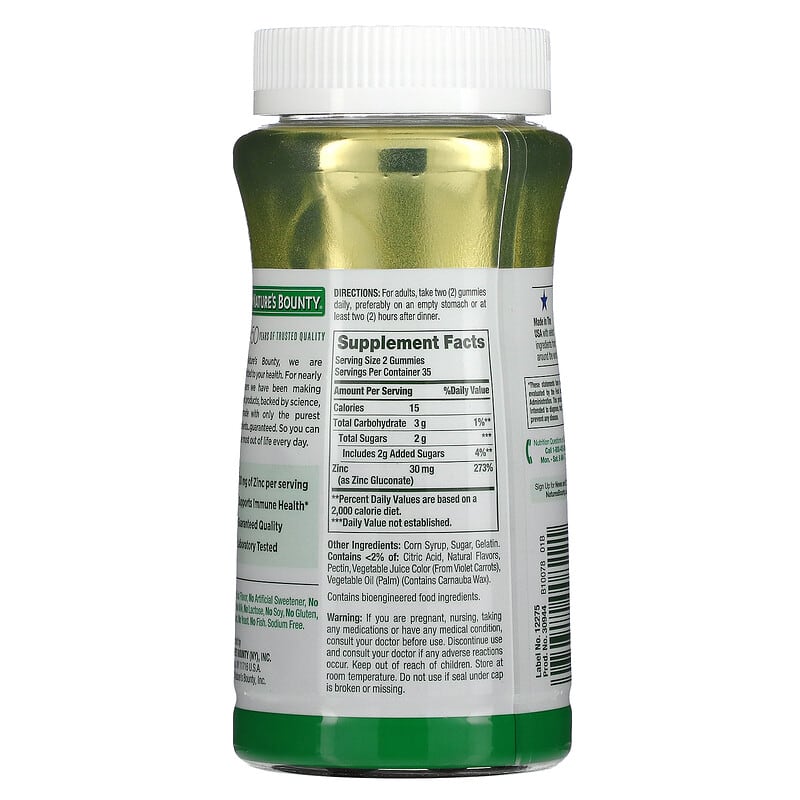 Nature's Bounty, Zinc Gummies, Mixed Berry, 30 mg, 70 Gummies 74312008221