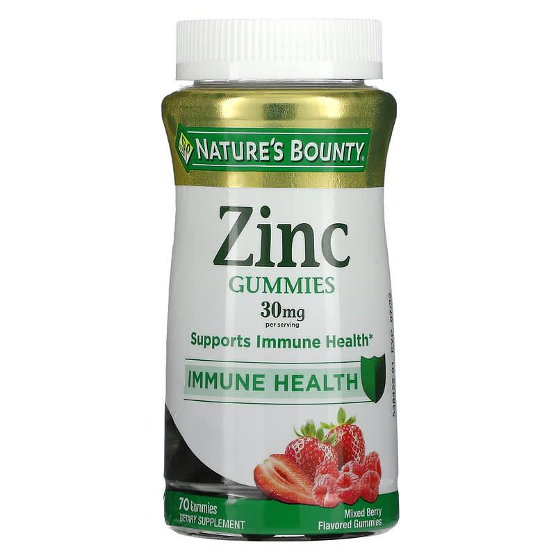 Nature's Bounty Zinc Gummies Mixed Berry 30 mg 70 Gummies 74312008221