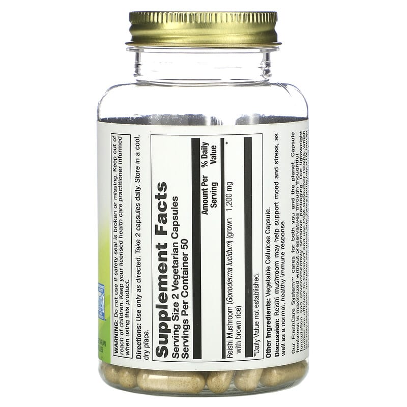 Nature's Herbs, Reishi Mushroom, 1,200 mg, 100 Vegetarian Capsules 41954443789