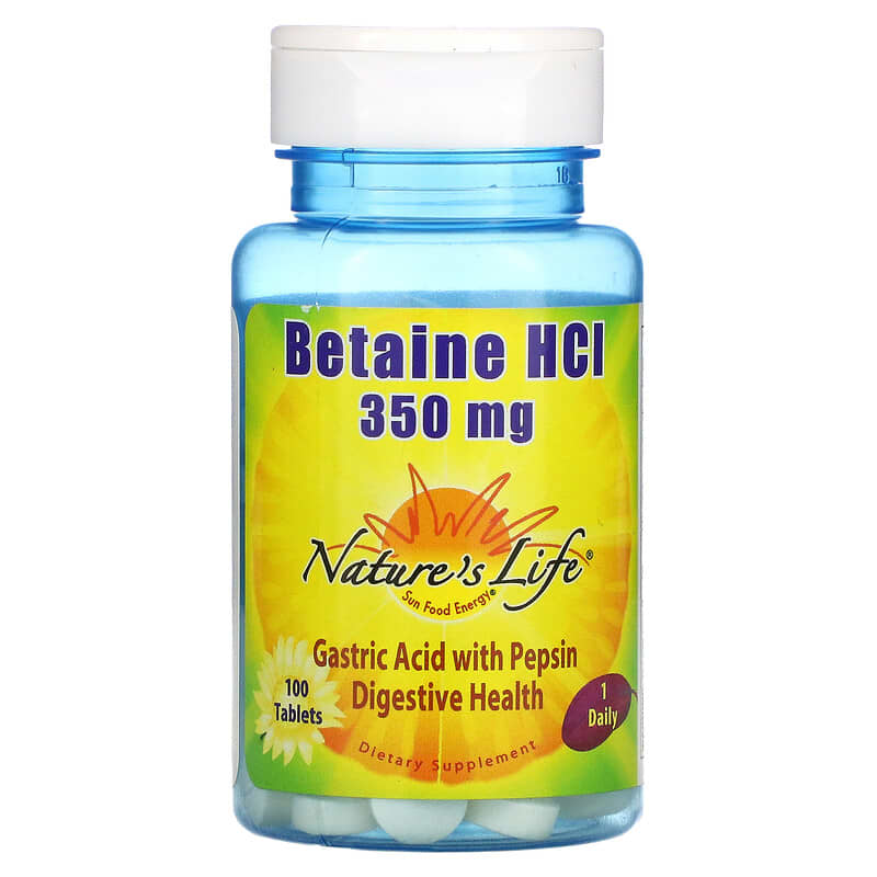 Nature's Life Betaine HCL 350 mg 100 Tablets 40647001176