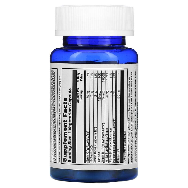 Nature's Life, Iron Complex, 25 mg, 50 Vegetarian Capsules 40647002265