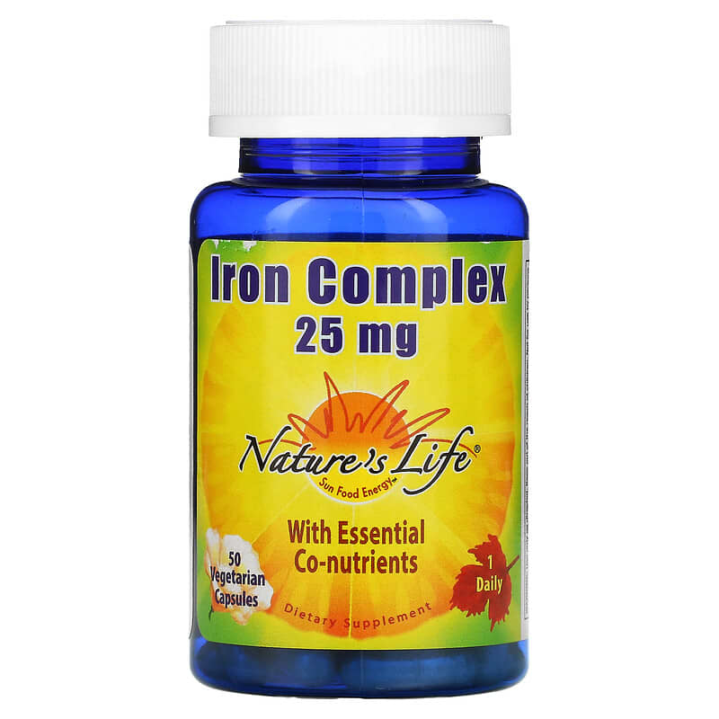 Nature's Life Iron Complex 25 mg 50 Vegetarian Capsules 40647002265