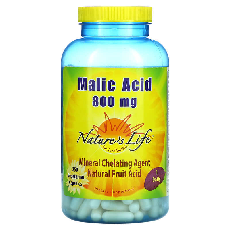Nature's Life Malic Acid 800 mg 250 Vegetarian Capsules 40647005716