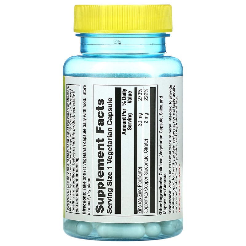 Nature's Life, Zinc, 30 mg, 50 Vegetarian Capsules 40647004344
