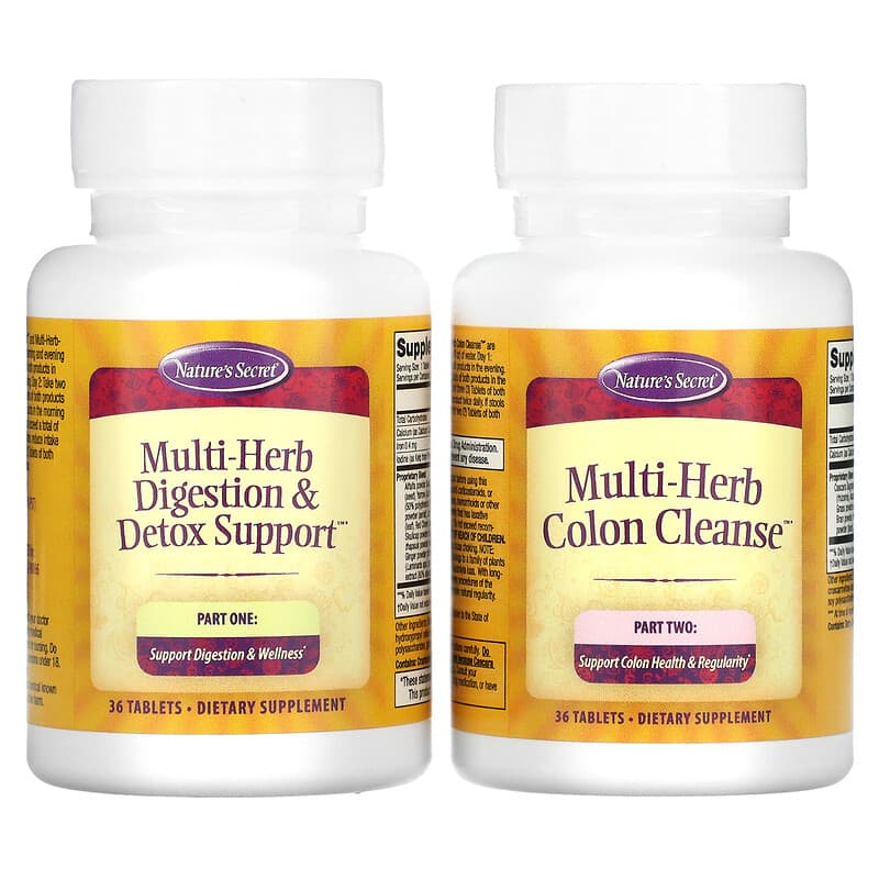 Nature's Secret, 7-Day Ultimate Cleanse, 2-Part Total-Body Cleanse, 2 Bottles, 36 Tablets Each 710363583811