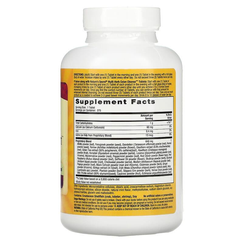 Nature's Secret, Multi-Herb Digestion & Detox Support, 275 Tablets 732391500844