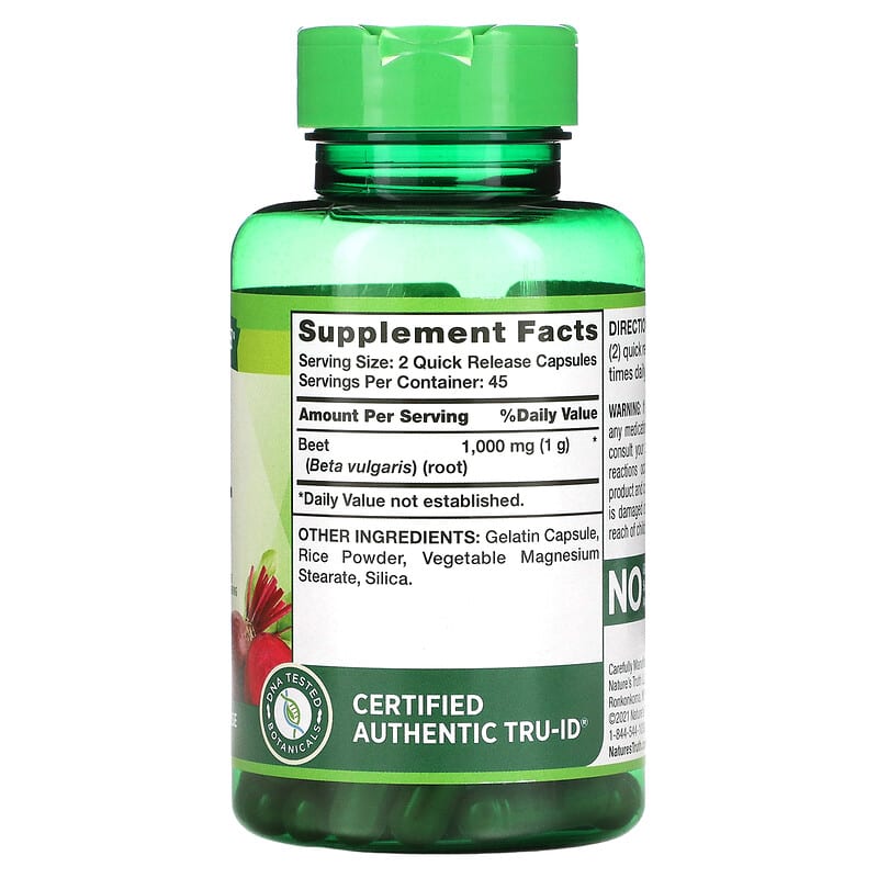 Nature's Truth, Beet Root, 500 mg, 90 Quick Release Capsules 840093109057