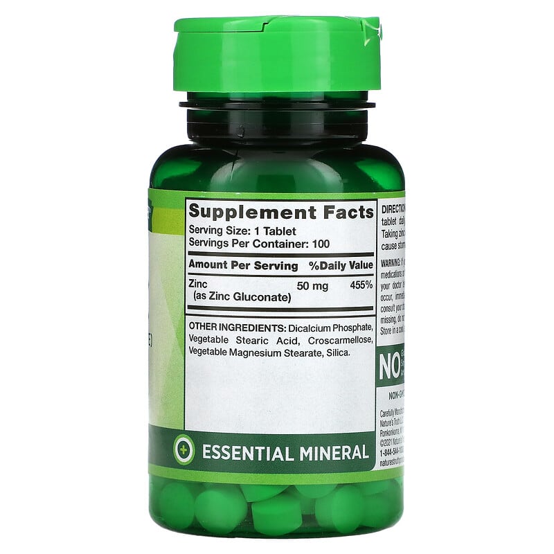 Nature's Truth, Chelated Zinc, 50 mg, 100 Tablets 840093101532
