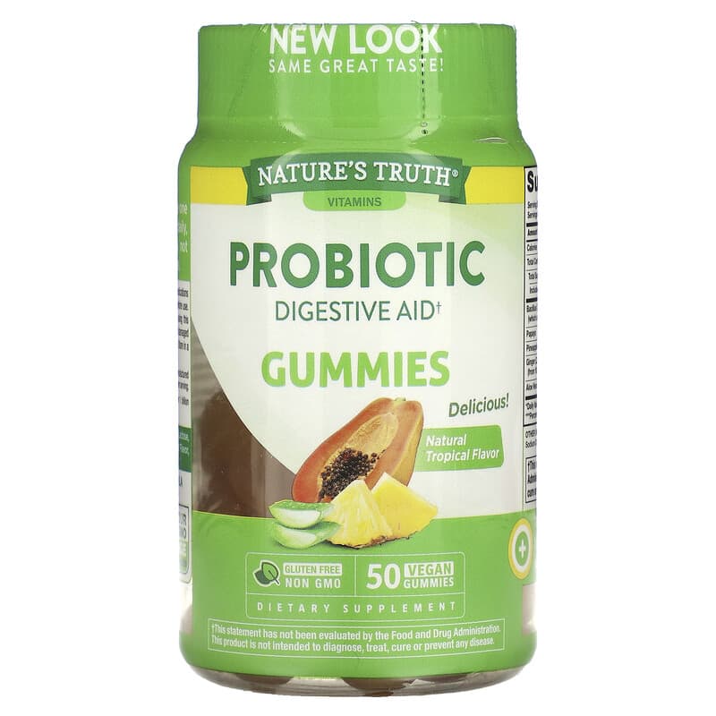 Nature's Truth Digestive Aid Gummies Natural Tropical 50 Vegan Gummies 840093115379