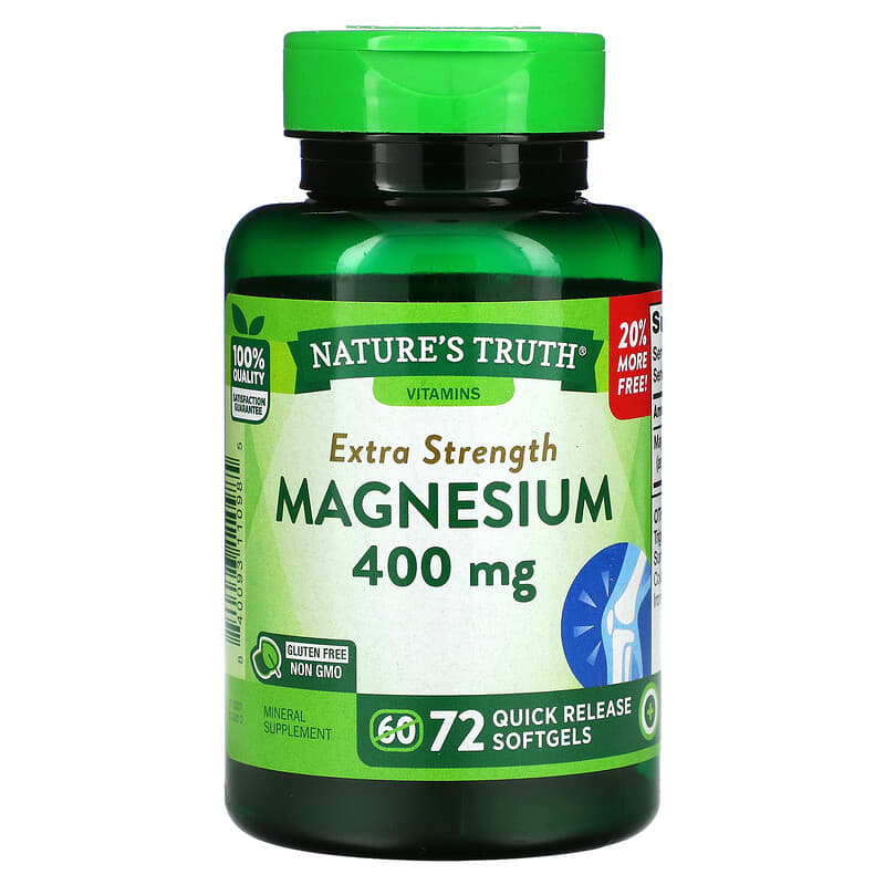 Nature's Truth Extra Strength Magnesium 400 mg 72 Quick Release Softgels 840093110985