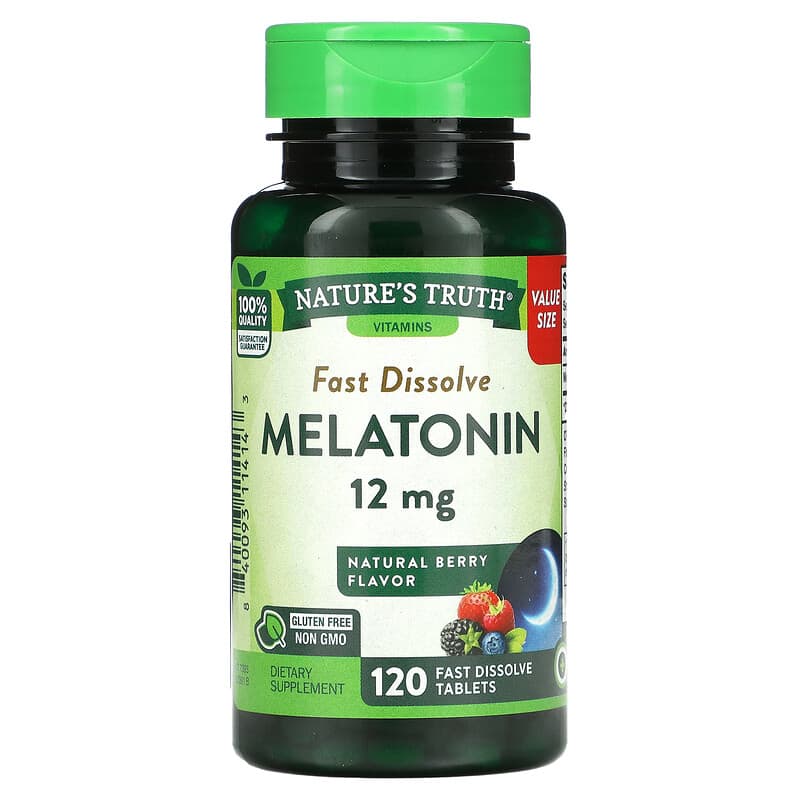 Nature's Truth Fast Dissolve Melatonin Natural Berry 12 mg 120 Fast Dissolve Tablets 840093114143