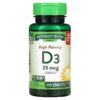 Nature's Truth High Potency Vitamin D3 25 mcg (1,000 IU) 250 Quick Release Softgels 840093105318