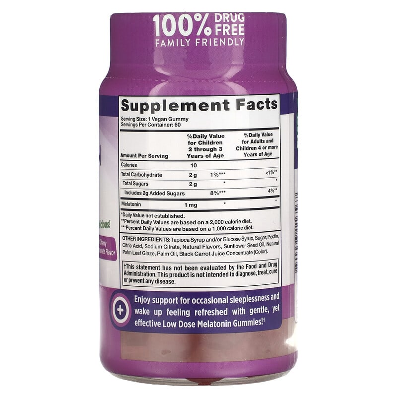 Nature's Truth, Low Dose Melatonin, Natural Cherry Pomegranate, 1 mg, 60 Vegan Gummies 840093116567