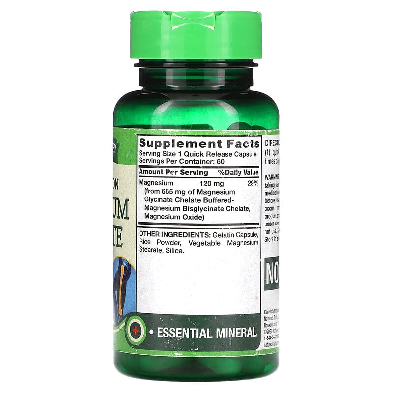 Nature's Truth, Magnesium Glycinate, High Absorption, 665 mg, 60 Quick Release Capsules 840093111364