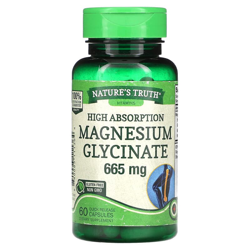 Nature's Truth Magnesium Glycinate High Absorption 665 mg 60 Quick Release Capsules 840093111364