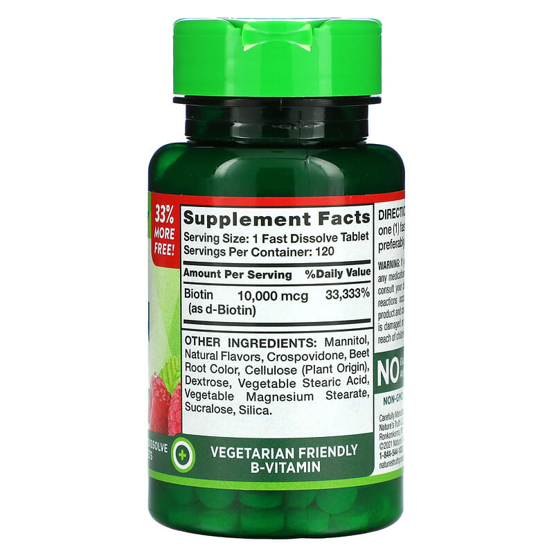 Nature's Truth, Maximum Biotin, Natural Berry, 10,000 mcg, 120 Fast Dissolve Tablets 840093101679