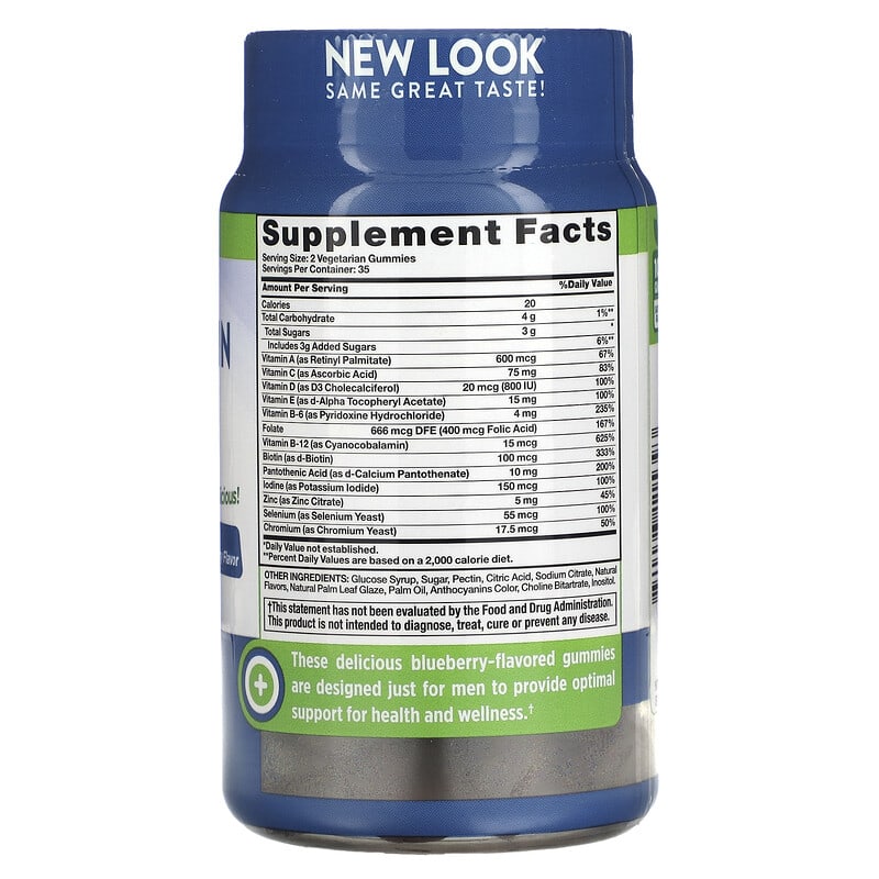 Nature's Truth, Men's Multivitamin + B-12, D3, Zinc, Natural Blueberry, 70 Vegetarian Gummies 840093115393