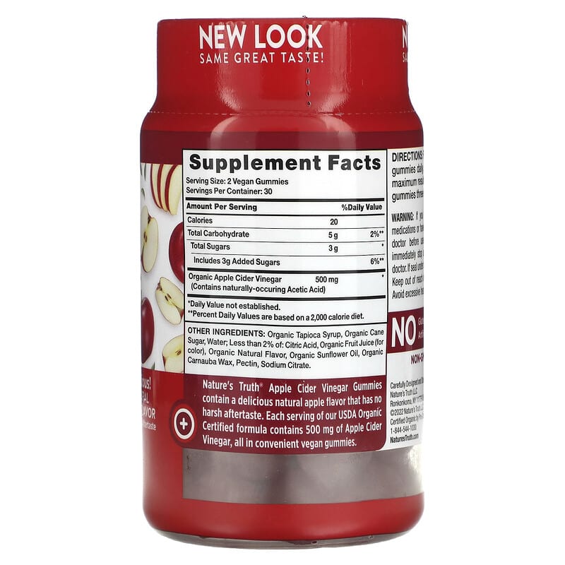 Nature's Truth, Organic Apple Cider Vinegar, Natural Apple, 60 Vegan Gummies 840093115690