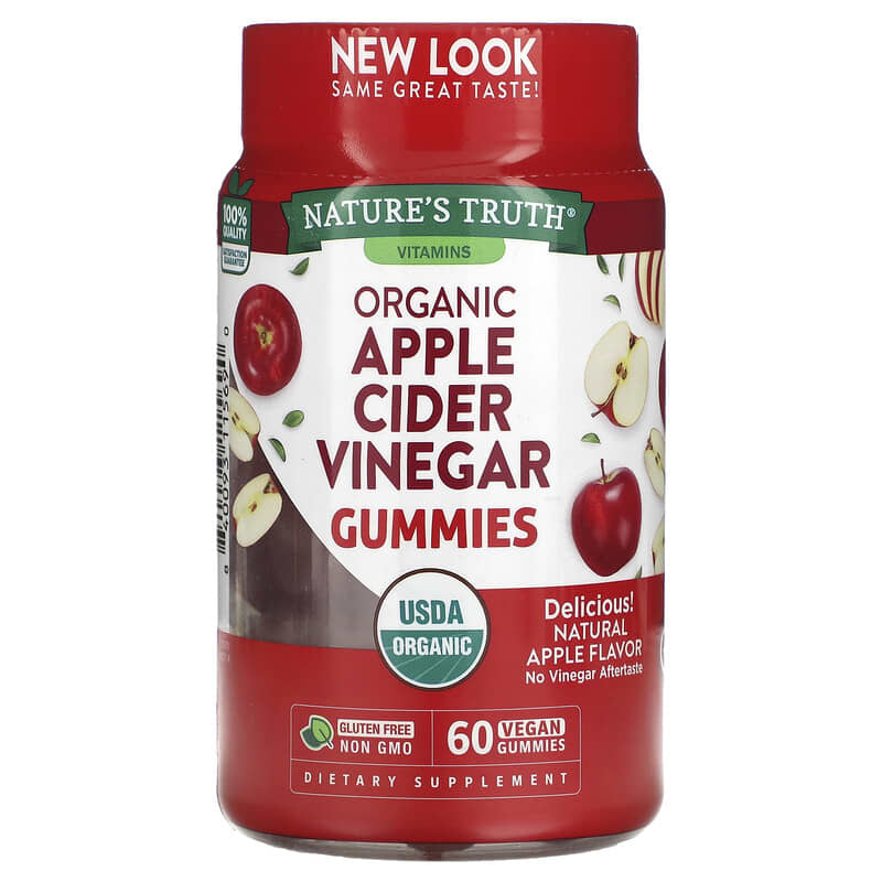 Nature's Truth Organic Apple Cider Vinegar Natural Apple 60 Vegan Gummies 840093115690