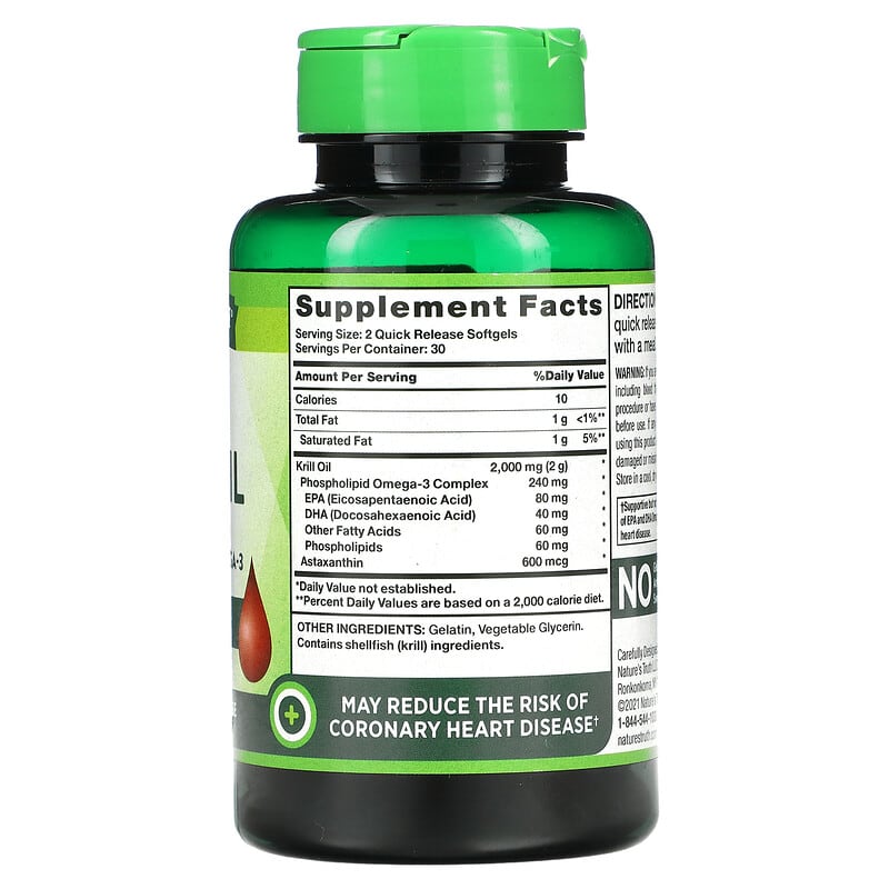 Nature's Truth, Red Krill Oil with Omega-3, 2,000 mg, 60 Quick Release Softgels 840093101716