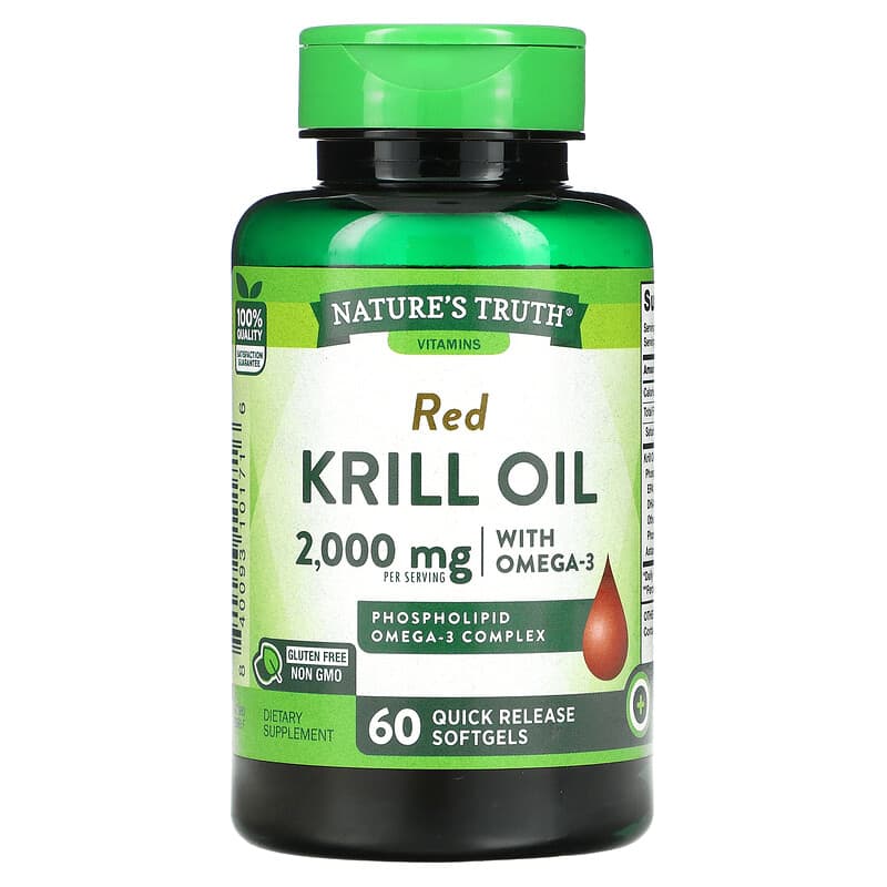 Nature's Truth Red Krill Oil with Omega-3 2,000 mg 60 Quick Release Softgels 840093101716