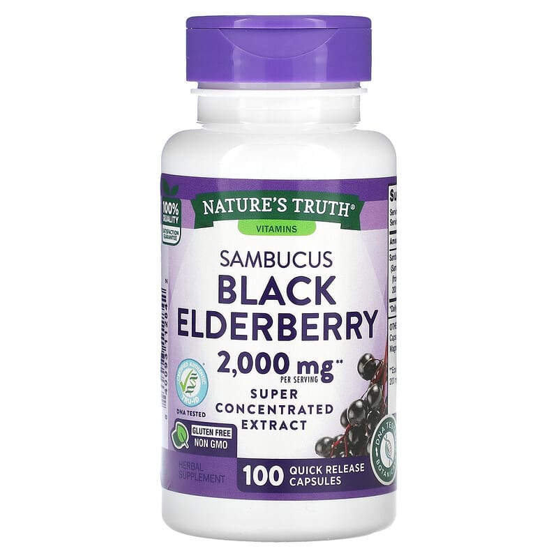 Nature's Truth Sambucus Black Elderberry 1,000 mg 100 Quick Release Capsules 840093112842