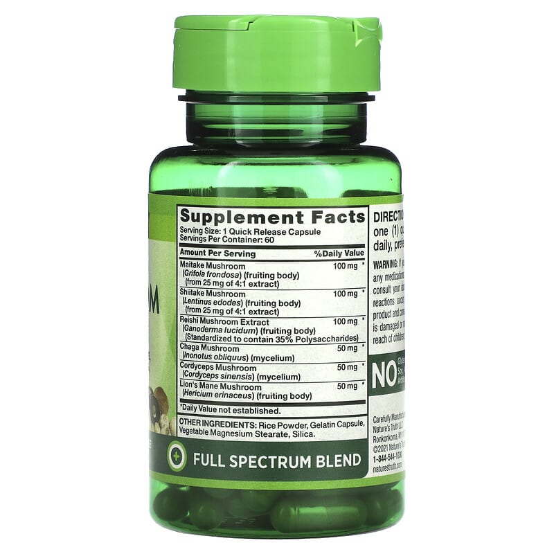 Nature's Truth, Super 6 Mushroom Complex, 60 Quick Release Capsules 840093112248