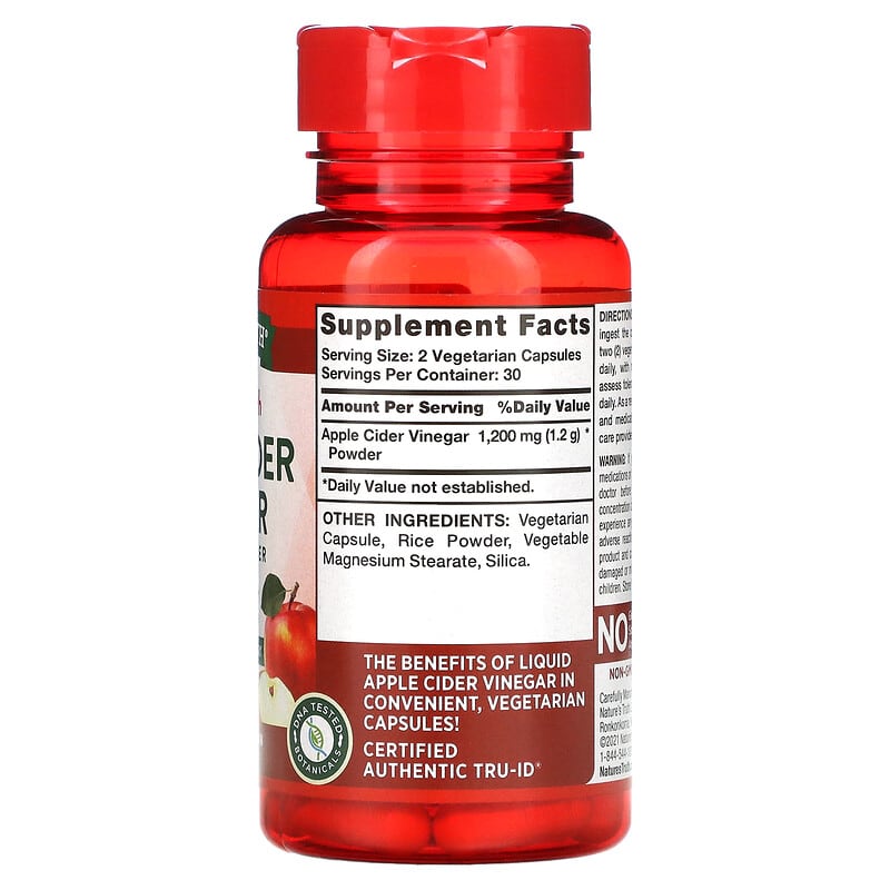 Nature's Truth, Triple Strength Apple Cider Vinegar with The Mother, 600 mg, 60 Vegetarian Capsules 840093111494