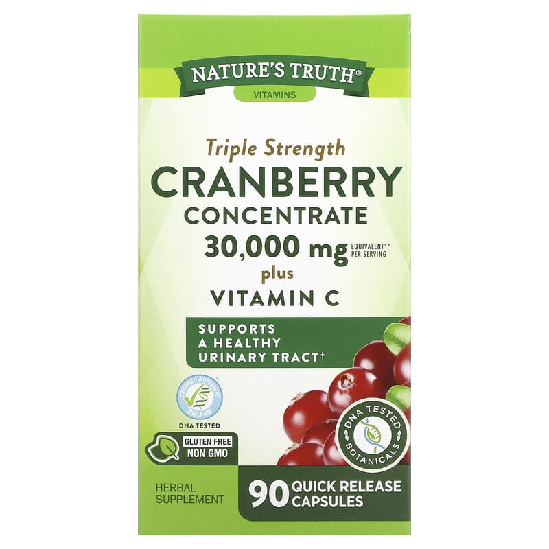 Nature's Truth Triple Strength Cranberry Concentrate Plus Vitamin C 15,000 mg 90 Quick Release Capsules 840093101082