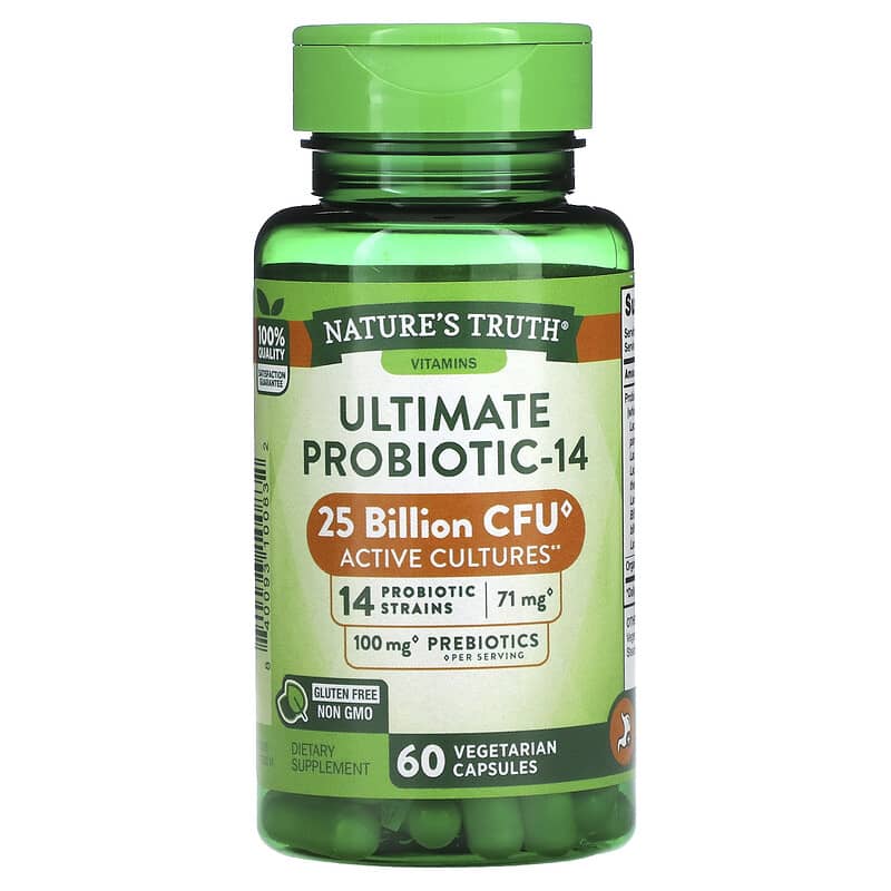 Nature's Truth, Ultimate Probiotic-14, 25 Billion, 60 Vegetarian Capsules 840093100832