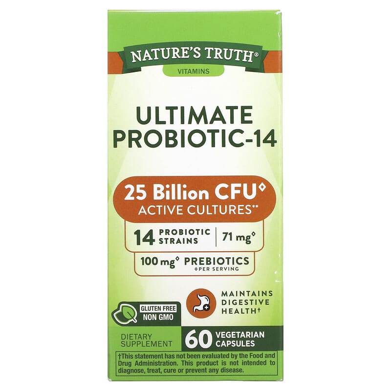 Nature's Truth Ultimate Probiotic-14 25 Billion 60 Vegetarian Capsules 840093100832