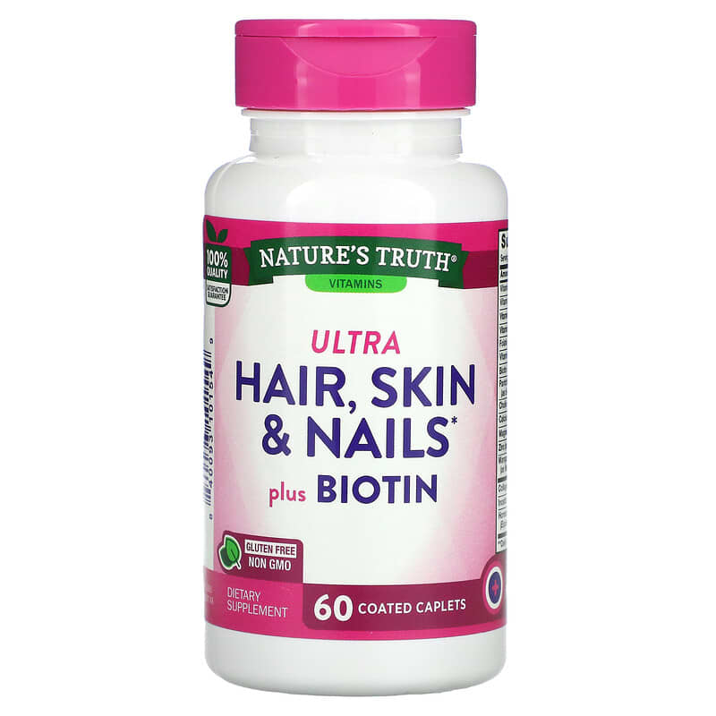 Nature's Truth Ultra Hair Skin & Nails Plus Biotin 60 Coated Caplets 840093101549