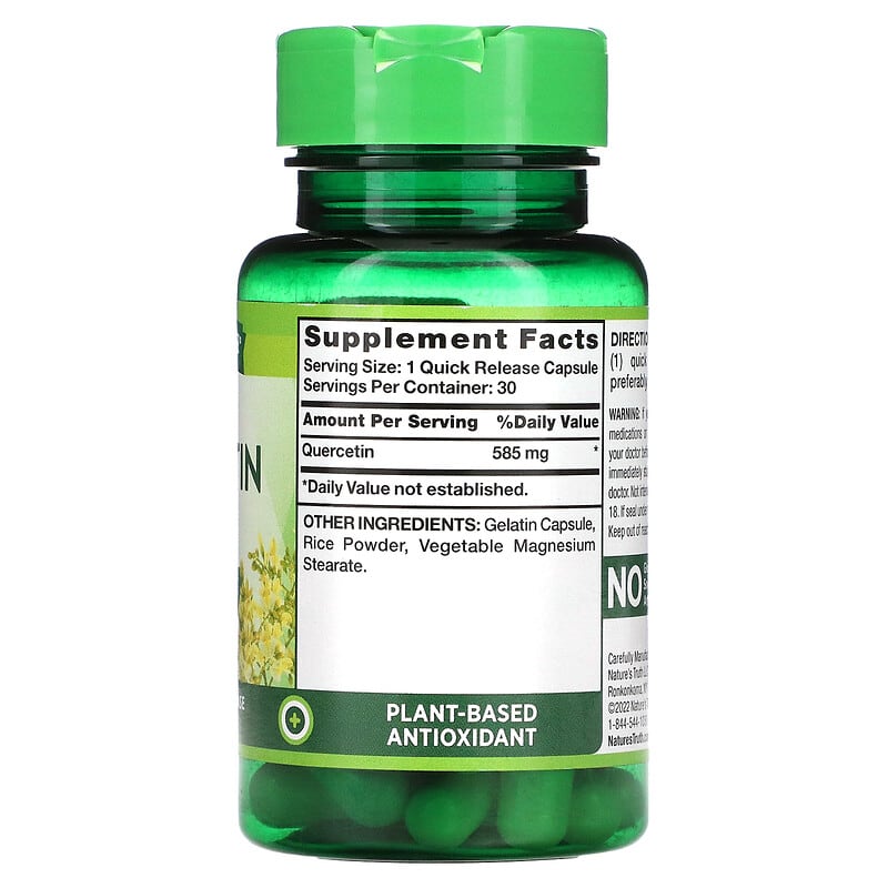 Nature's Truth, Ultra Quercetin, 585 mg, 30 Quick Release Capsules 840093120625