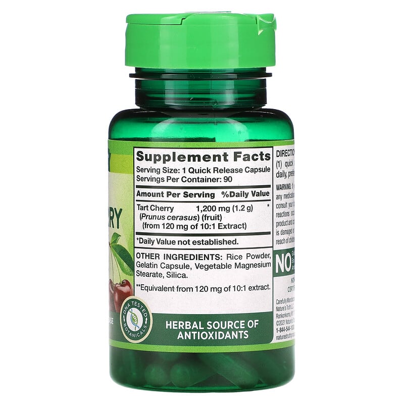 Nature's Truth, Ultra Tart Cherry Extract, 1,200 mg, 90 Quick Release Capsules 840093100818