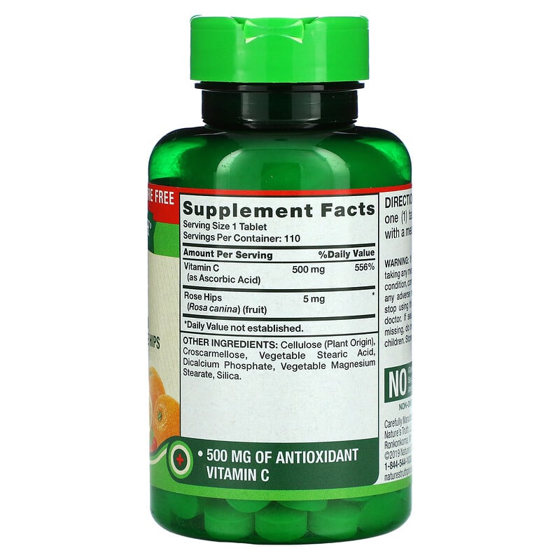 Nature's Truth, Vitamin C Plus Wild Rose Hips, 500 mg, 110 Tablets 840093106049
