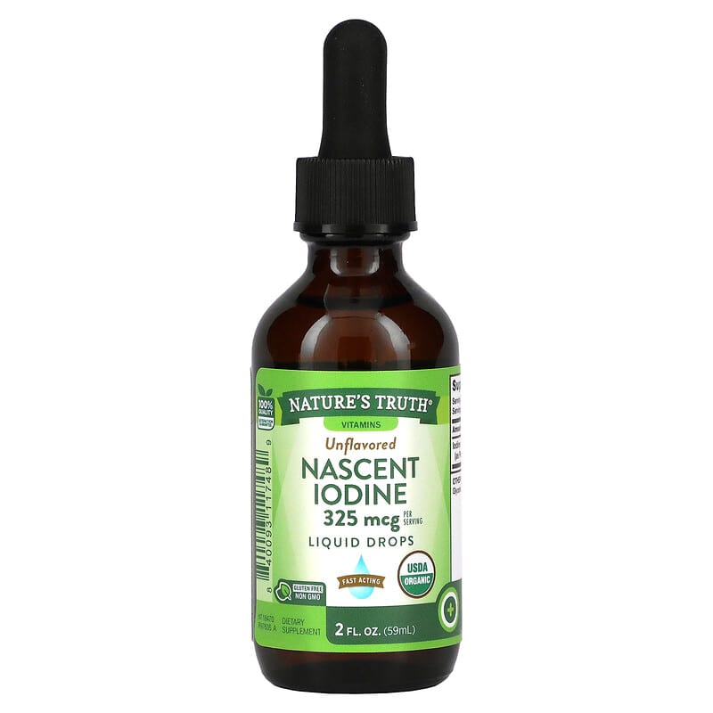 Nature's Truth, Vitamins, Nascent Iodine, Liquid Drops, Unflavored, 325 mcg, 2 fl oz (59 ml) 840093117489
