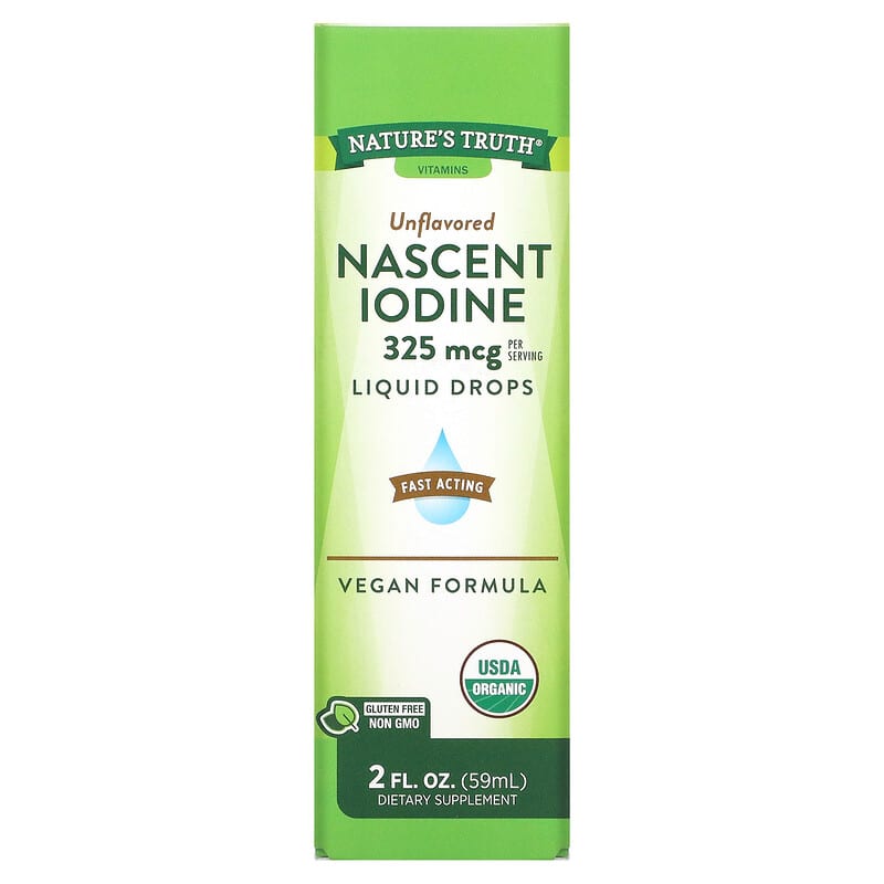 Nature's Truth Vitamins Nascent Iodine Liquid Drops Unflavored 325 mcg 2 fl oz (59 ml) 840093117489