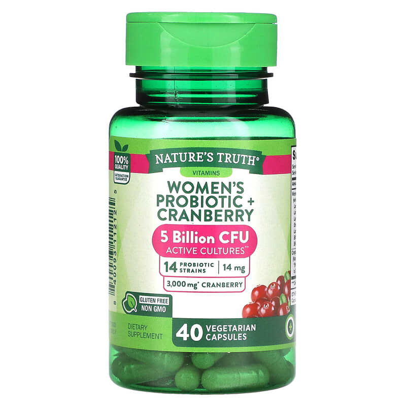 Nature's Truth, Women's Probiotic + Cranberry, 40 Vegetarian Capsules 840093112125