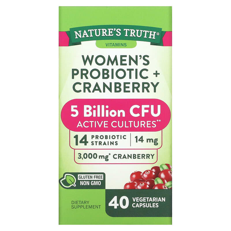Nature's Truth Women's Probiotic + Cranberry 40 Vegetarian Capsules 840093112125