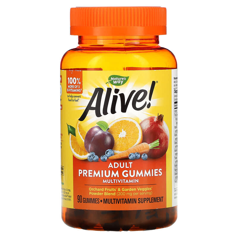 Nature's Way Alive! Adult Premium Gummies Multivitamin Grape and Cherry 90 Gummies 33674158173