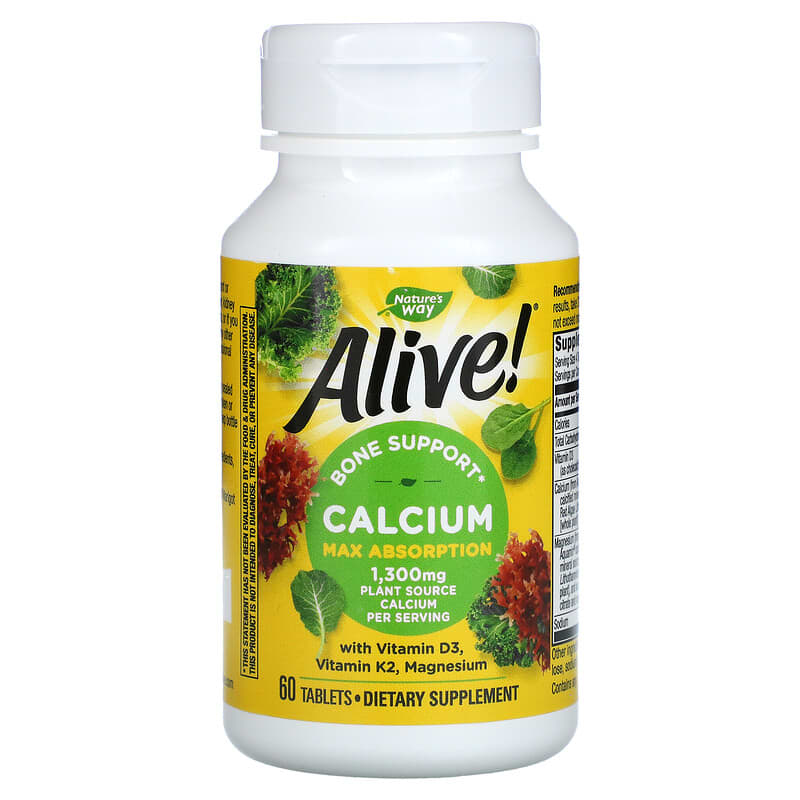 Nature's Way, Alive!, Calcium, Max Absorption, 325 mg, 60 Tablets 33674158388