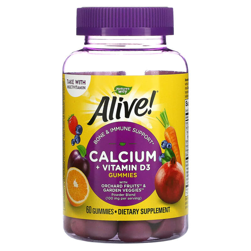 Nature's Way Alive! Calcium + Vitamin D3 60 Gummies 33674102558