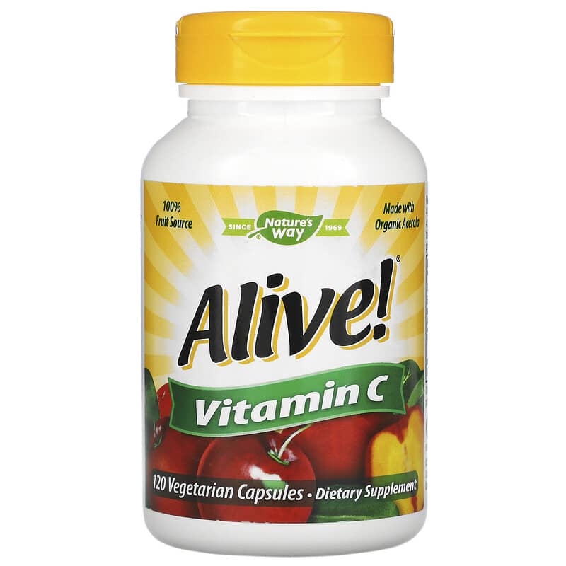 Nature's Way, Alive!, Fruit Source Vitamin C, 120 Vegetarian Capsules 33674151426