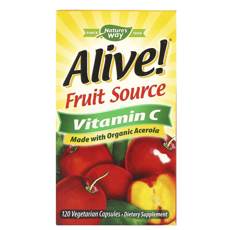 Nature's Way Alive! Fruit Source Vitamin C 120 Vegetarian Capsules 33674151426