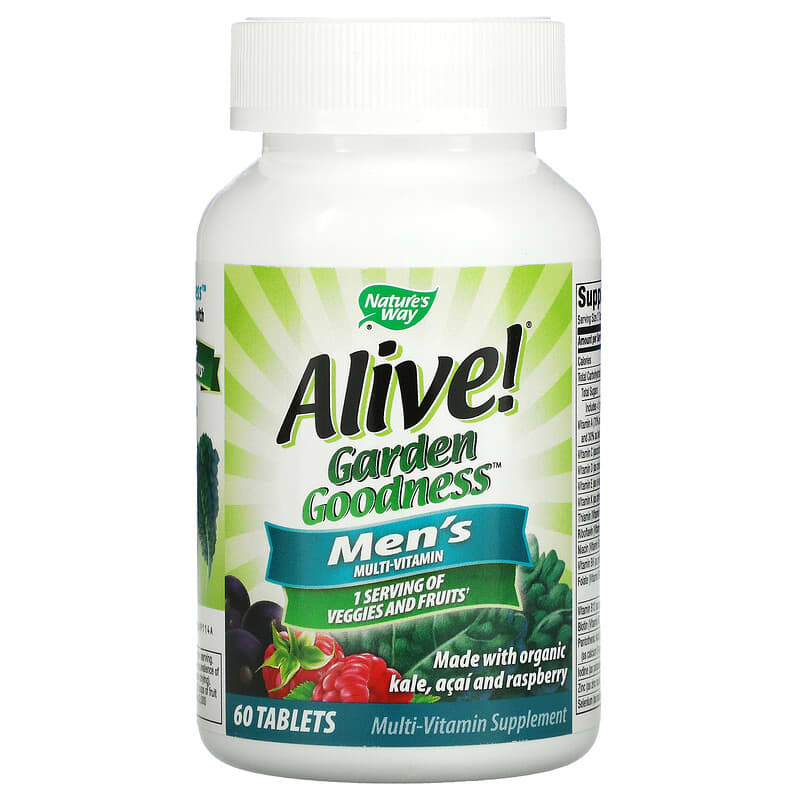 Nature's Way, Alive! Garden Goodness, Men's Multivitamin, 60 Tablets 33674121122