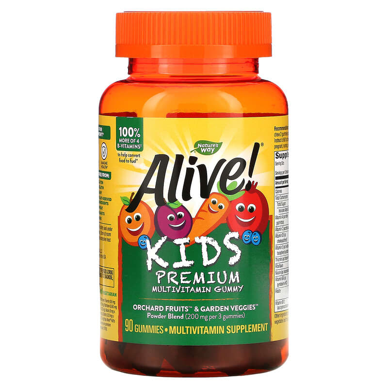 Nature's Way Alive! Kids Premium Multivitamin Cherry Orange & Grape 90 Gummies 33674157893
