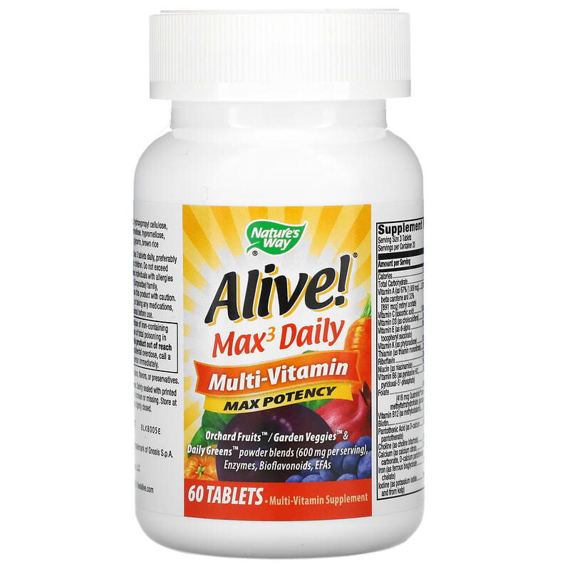 Nature's Way, Alive! Max3 Daily, Multi-Vitamin, 60 Tablets 33674149263